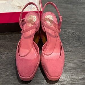 Vince Camuto x Dress Up Buttercup DeDe Berry Pink Suede Heels